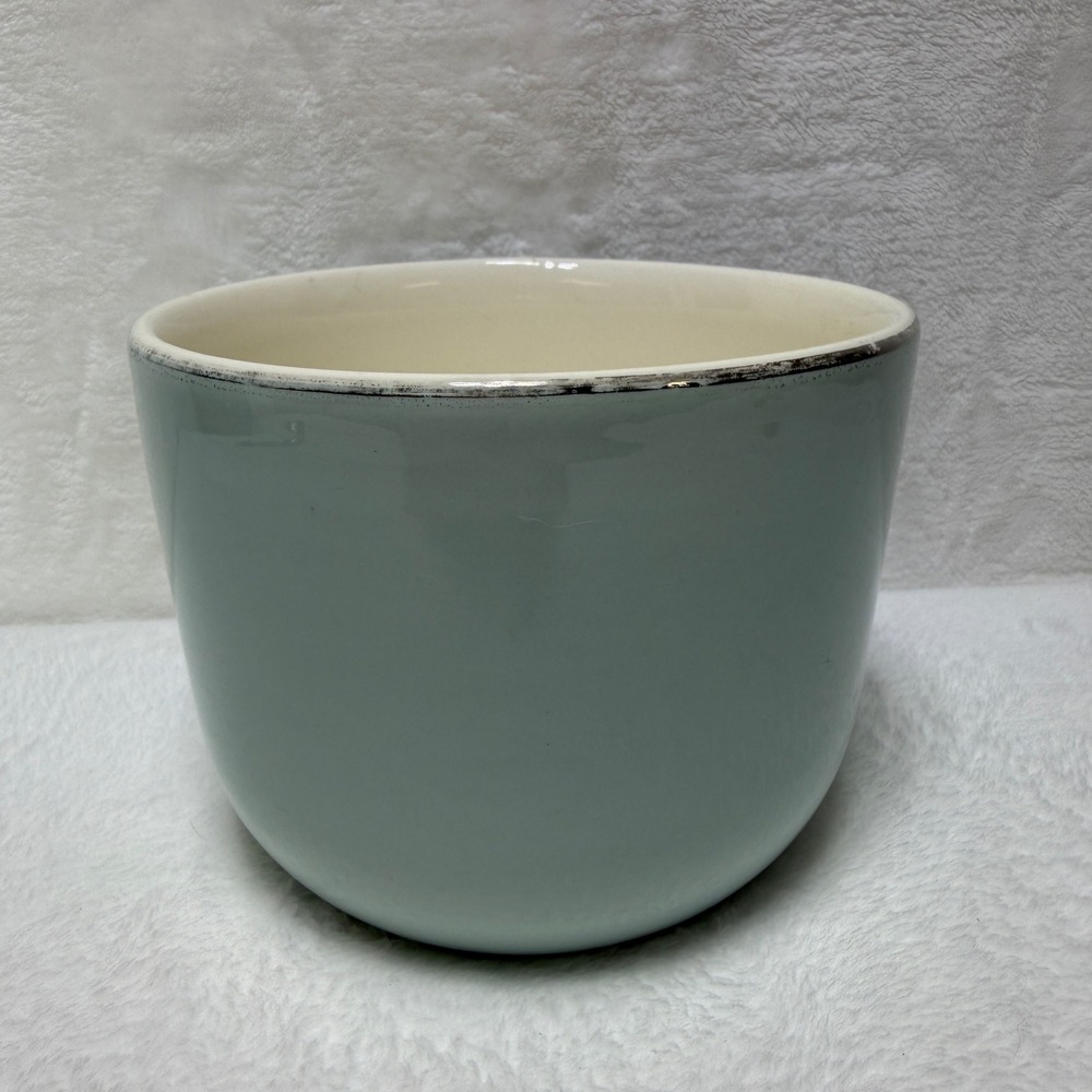 VTG Universal‎ Potteries Ballerina Blue Mist Silver Trim 6" Bowl Made in USA